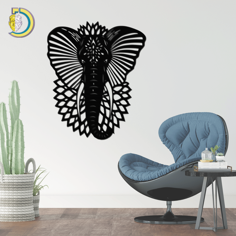 Laser Cut Large Elephant Metal Wall Decor Free Vector