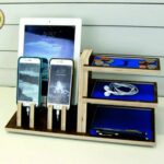 Laser Cut Organizer Stand for Devices CDR Free Vector