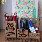 Laser Cut Owl Desk Organizer Free Vector