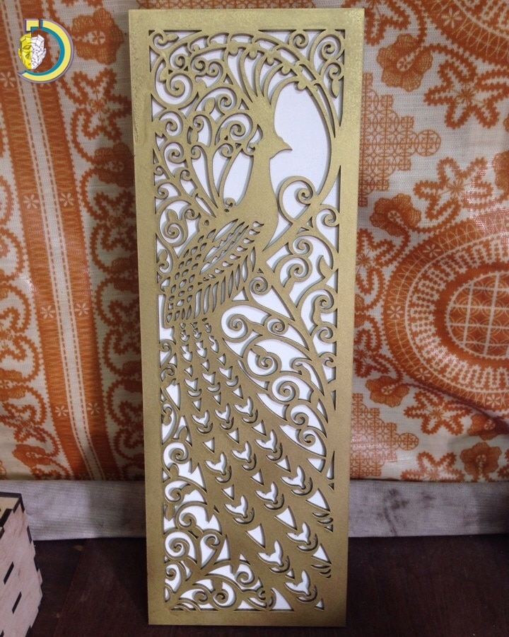 Laser Cut Peacock Screen Panel Decor Free Vector