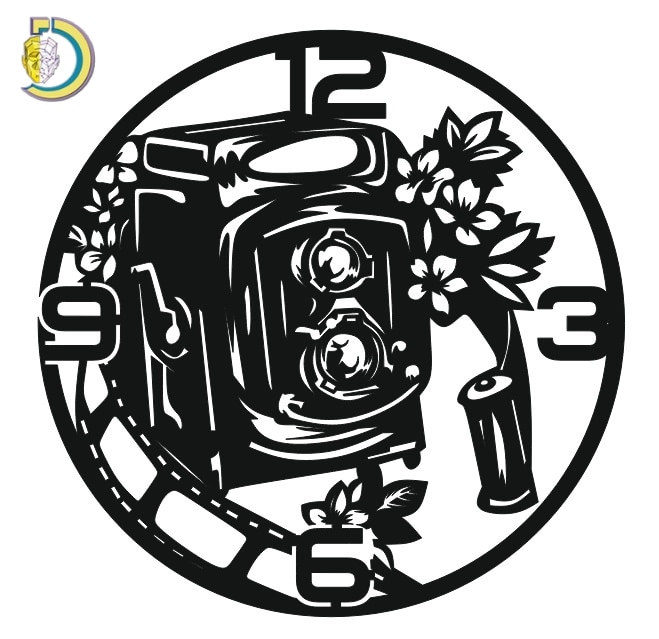 Laser Cut Photographers Wall Clock Camera Clock Vector