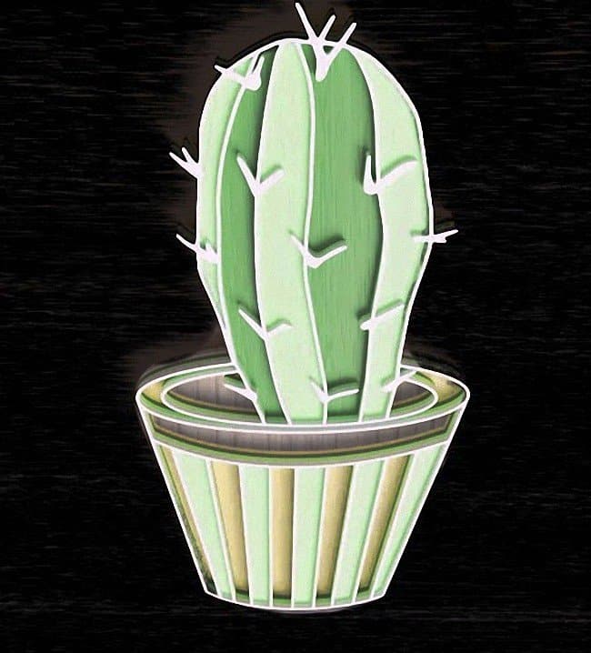 Laser Cut Potted Cactus CDR Free Vector