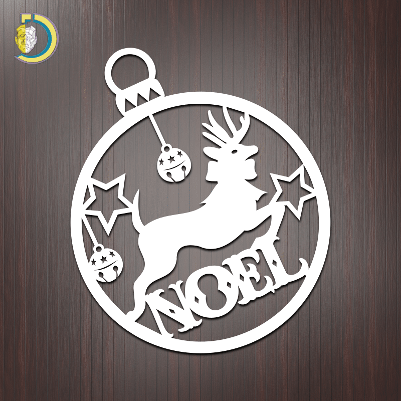 Laser Cut Reindeer Christmas Baubles Free Vector