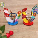 Laser Cut Rooster Egg Holder Easter CDR Free Vector