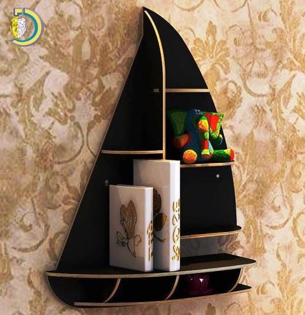 Laser Cut Sailboat Book Shelf CDR Free Vector