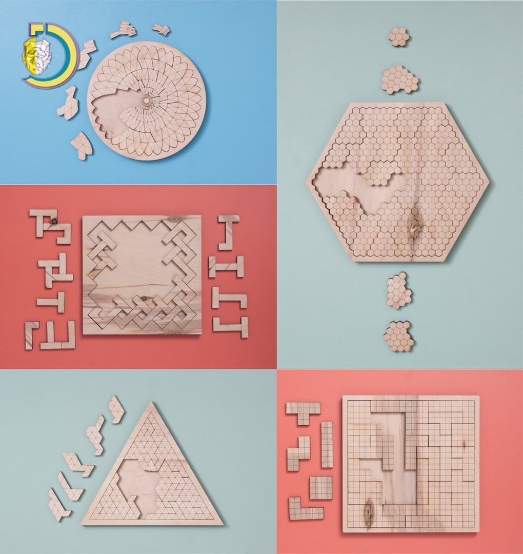 Laser Cut Set of Puzzles Free Vector