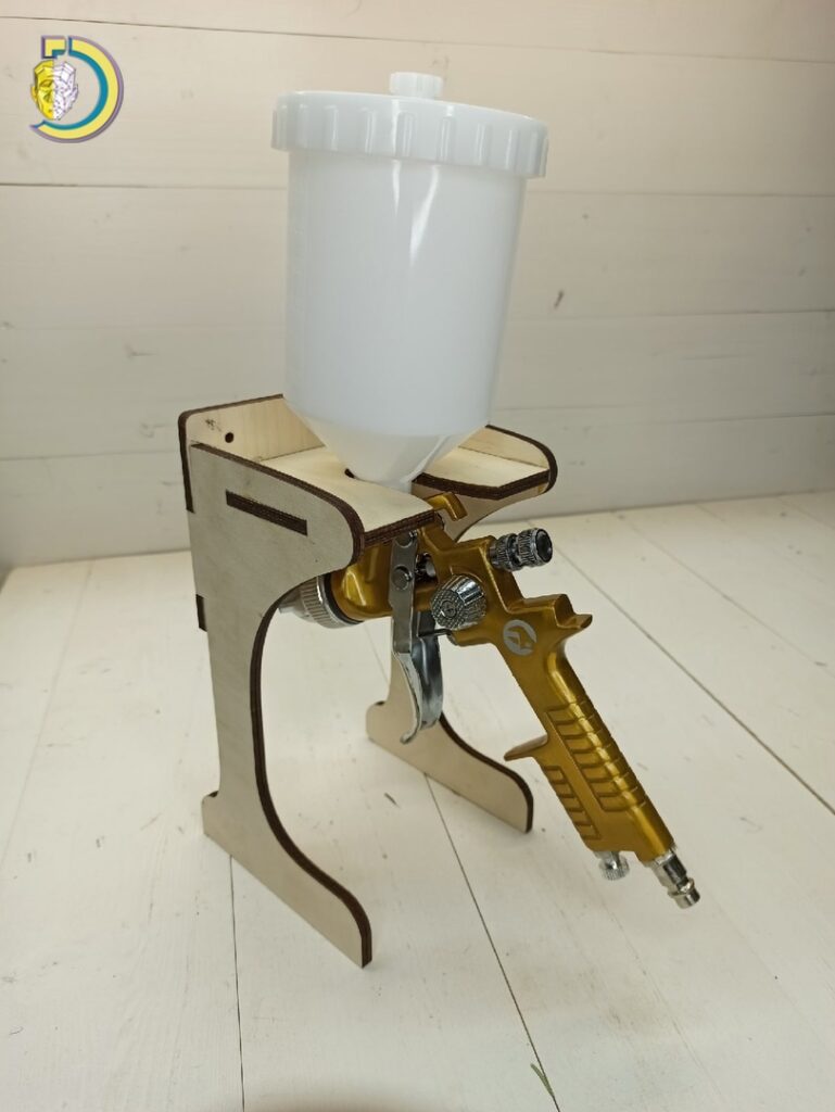 Laser Cut Spray Gun Stand Free Vector