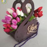 Laser Cut Swan Flower Basket CDR Free Vector