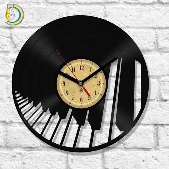 Laser Cut Vynl Clock Piano Free Vector