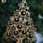 Laser Cut Wooden Christmas Tree Decorations CDR Free Vector