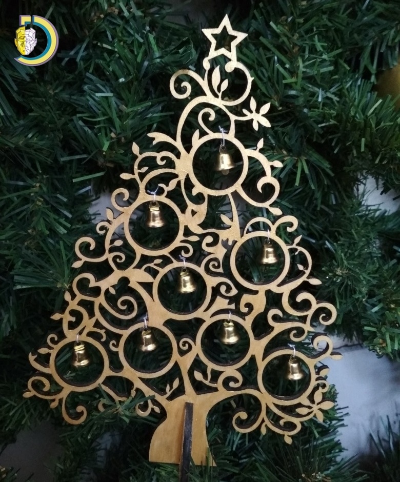 Laser Cut Wooden Christmas Tree Decorations CDR Free Vector