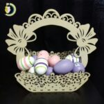 Laser Cut Wooden Decorative Easter Basket Free Vector