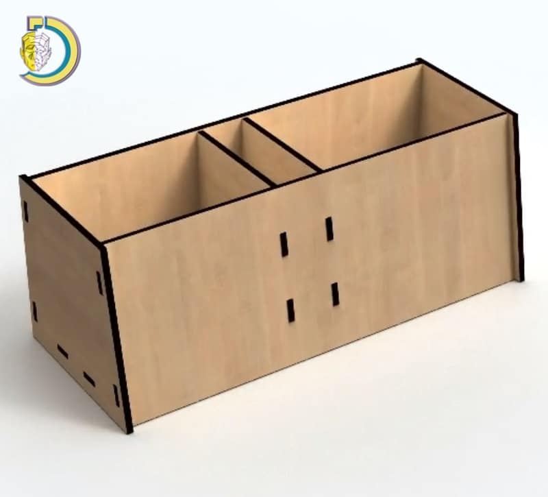 Laser Cut Wooden Simple Desk Organizer Storage Box 3mm Free Vector