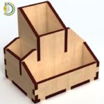 Laser Cut Wooden Simple Pen Holder Storage Box Free Vector