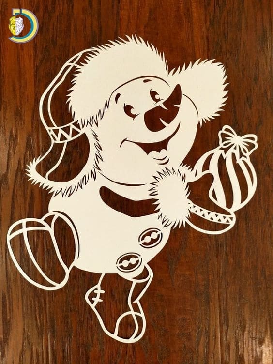 Laser Cut Wooden Snowman Free Vector