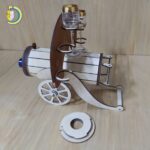 Laser Cut Wooden Vintage Cannon Wine Glass Bottle Holder CDR Free Vector