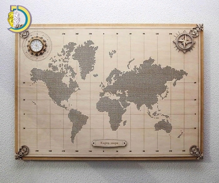 Laser Cut World Map Wall Decor Free Vector