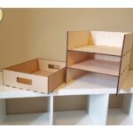 Laser Cut kea Kallax Shelf with 3 Storage Drawers Free Vector