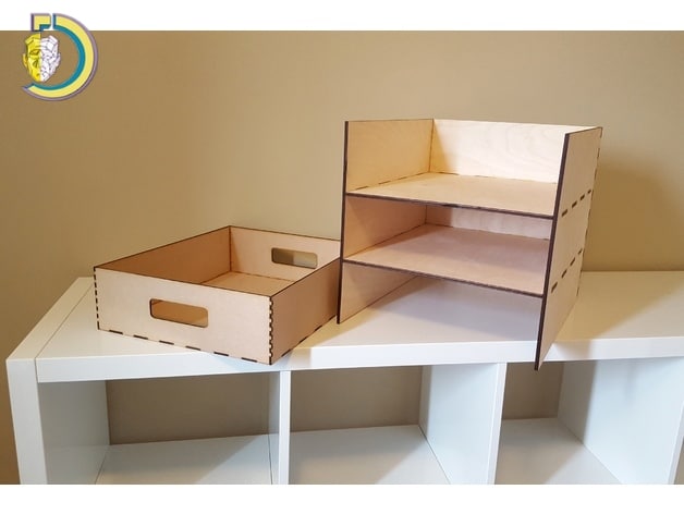 Laser Cut kea Kallax Shelf with 3 Storage Drawers Free Vector