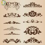 Set Of Vintage Ornaments With Floral Elements Free Vector