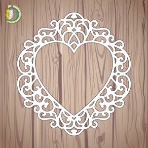 Swirls Heart Frame Laser Cut Vector