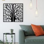 Tree of Life 2 Panels Metal Tree Wall Art Tree Sign