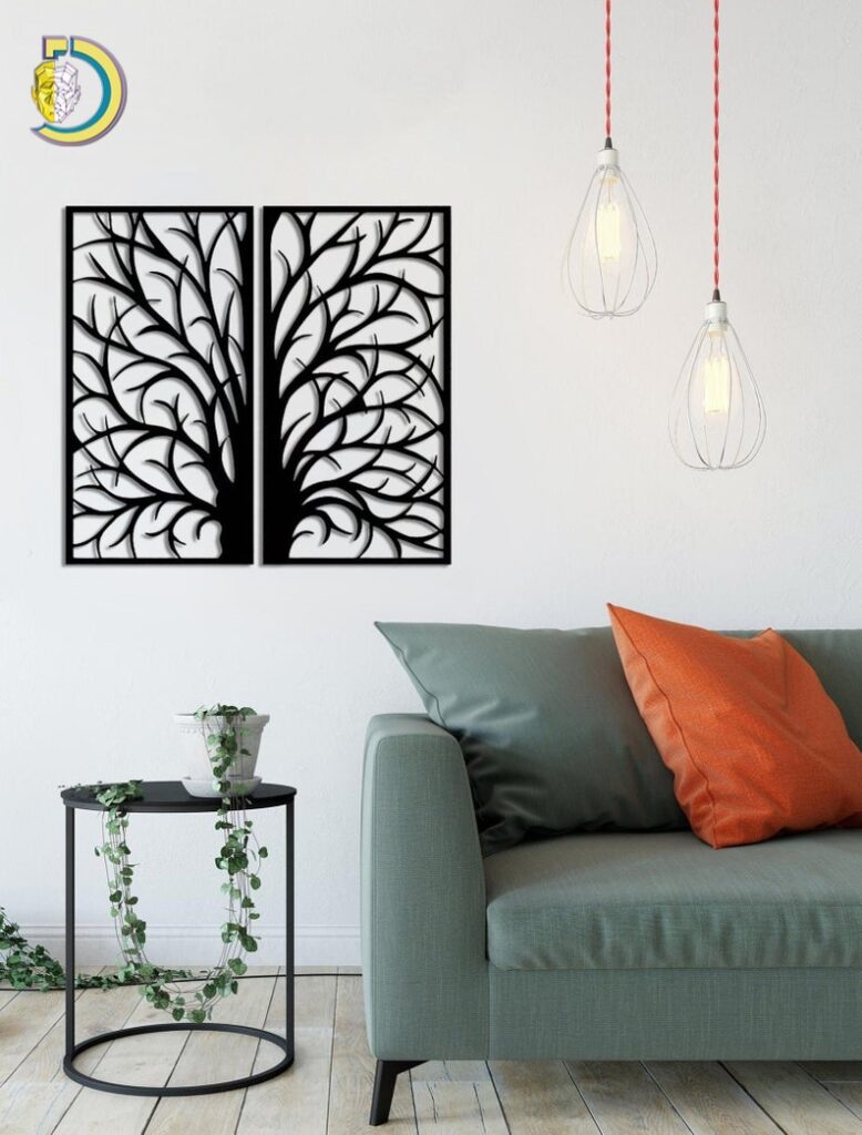 Tree of Life 2 Panels Metal Tree Wall Art Tree Sign